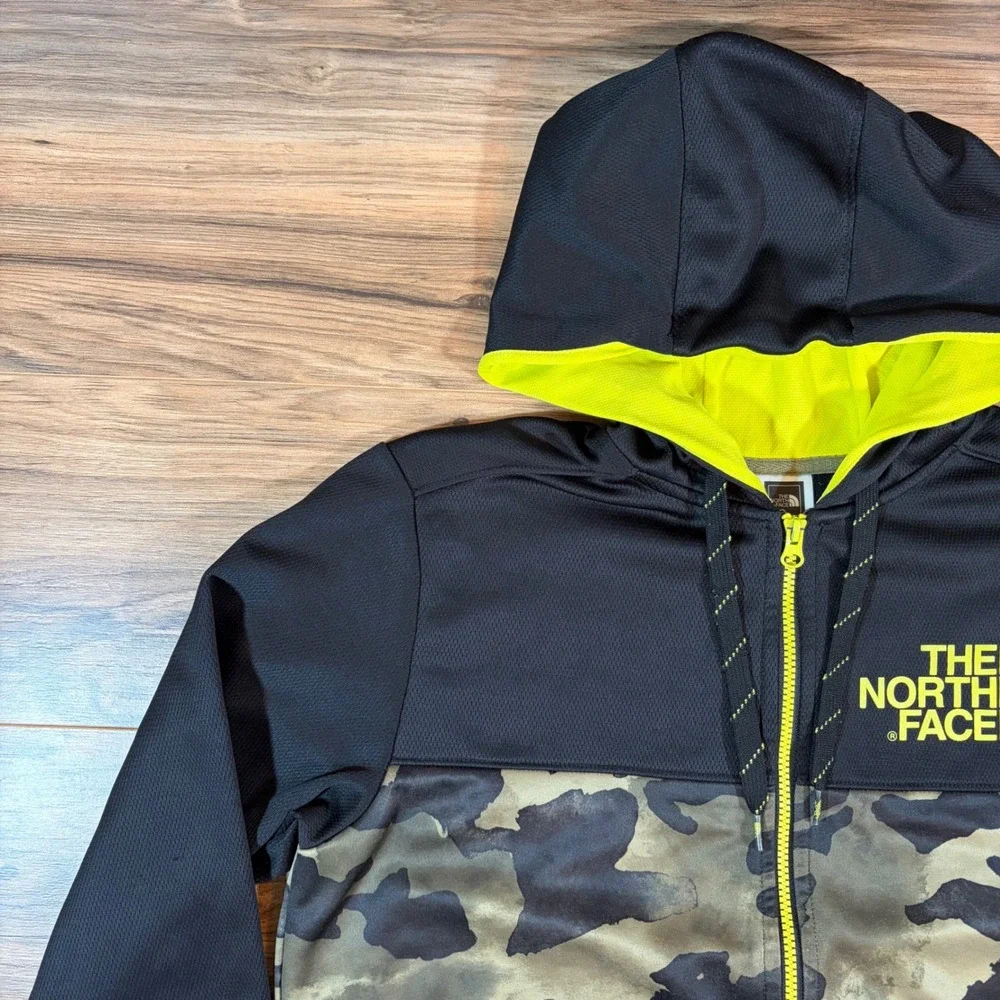 The North Face Mens Full Zip Hoodie Camo Black Yellow Logo Sweatshirt Size M - Picture 2 of 16